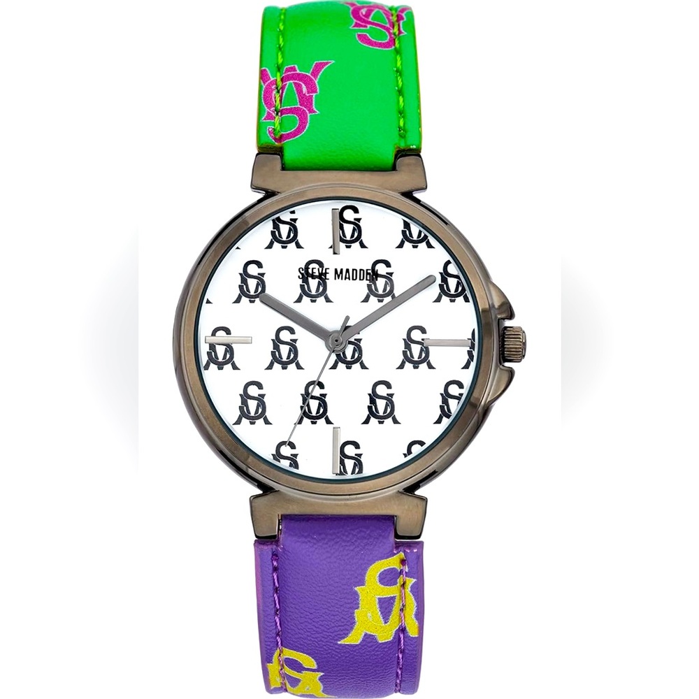 Steve Madden purple/green/gunmetal grey watch